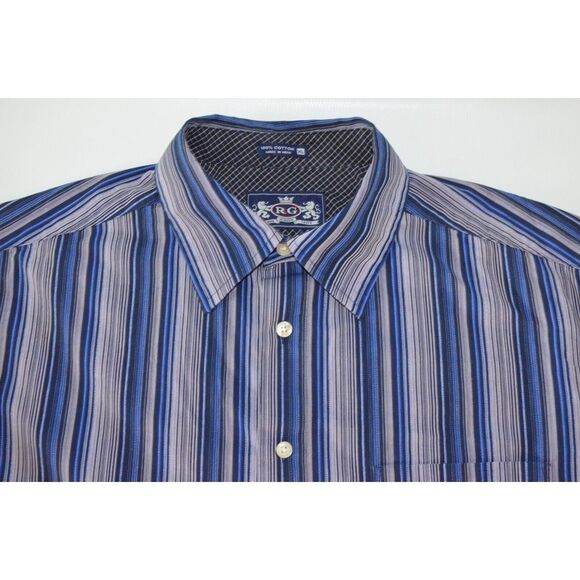 Robert Graham Men's XL Blue Purple Striped Cotton Shirt Button Down Long Sleeves - Picture 5 of 16